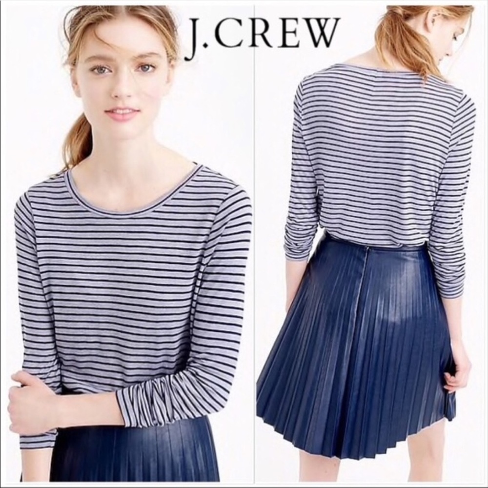J. Crew Drapey Long Sleeve Striped T-Shirt